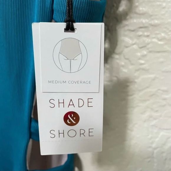 Women's Ribbed Strappy Side One Piece Swimsuit - Shade & Shore, Ocean Blue Teal - Picture 4 of 6